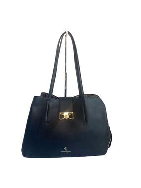 Nanette Lepore Black Pebbled Vegan Leather Tote Shoulder Bag Purse